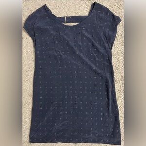 JAMISON blue silk grommet studded mid thigh short cap sleeve dress medium m 8